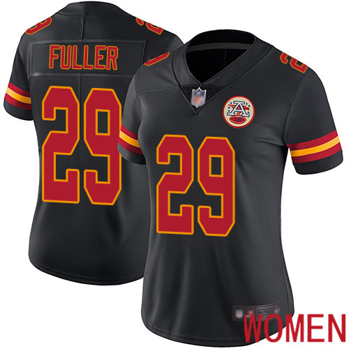 Women Kansas City Chiefs #29 Fuller Kendall Limited Black Rush Vapor Untouchable Football Nike NFL Jersey->nfl t-shirts->Sports Accessory